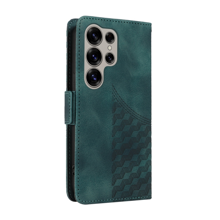 For Samsung Galaxy S25 Ultra 5G Embossed Rhombus Starry Leather Phone Case(Green) For Samsung Galaxy S25 Ultra 5G Embossed Rhombus Starry Leather Phone Case(Green)