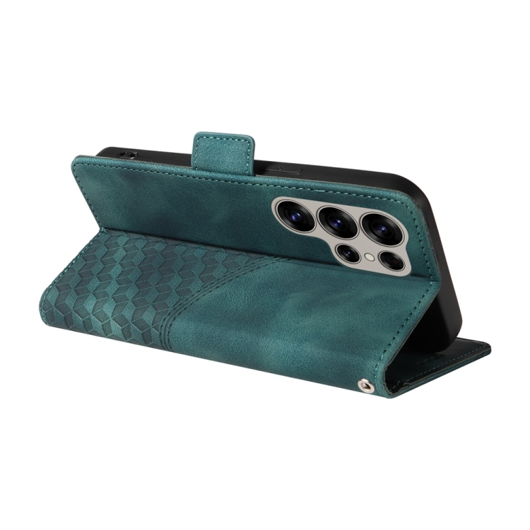 For Samsung Galaxy S25 Ultra 5G Embossed Rhombus Starry Leather Phone Case(Green) For Samsung Galaxy S25 Ultra 5G Embossed Rhombus Starry Leather Phone Case(Green)
