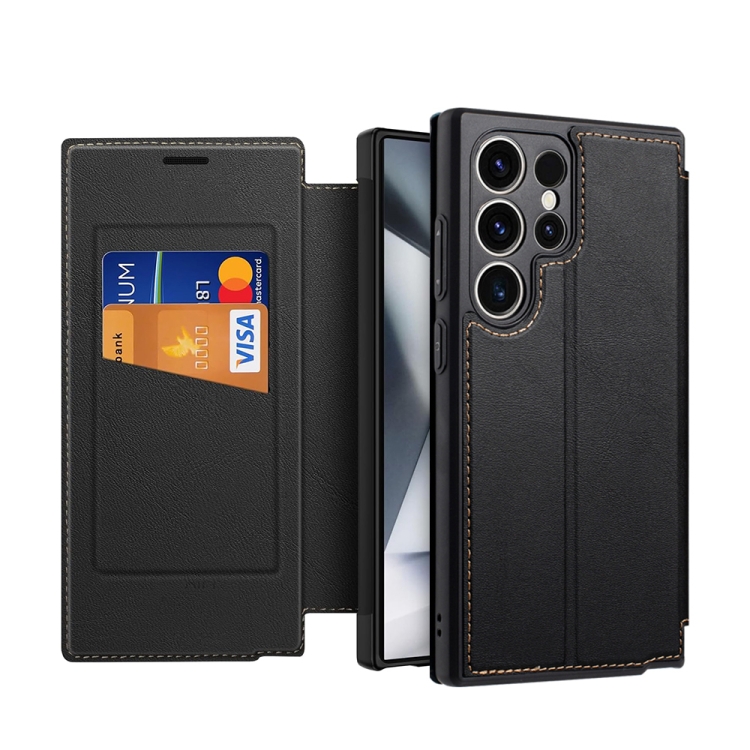For Samsung Galaxy S24 Ultra 5G Magnetic Armor Series RFID Card Slots Leather Phone Case(Orange) For Samsung Galaxy S24 Ultra 5G Magnetic Armor Series RFID Card Slots Leather Phone Case(Orange)