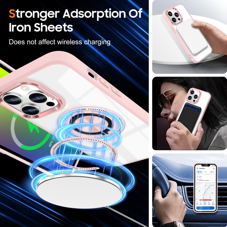 For iPhone 16 Pro Max Magnetic Rotating Ring Holder Phone Case(Pink) For iPhone 16 Pro Max Magnetic Rotating Ring Holder Phone Case(Pink)