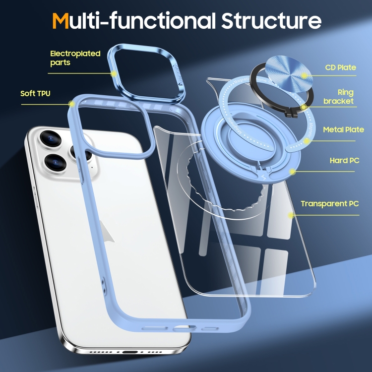 For iPhone 15 Pro Magnetic Rotating Ring Holder Phone Case(Light Blue) For iPhone 15 Pro Magnetic Rotating Ring Holder Phone Case(Light Blue)