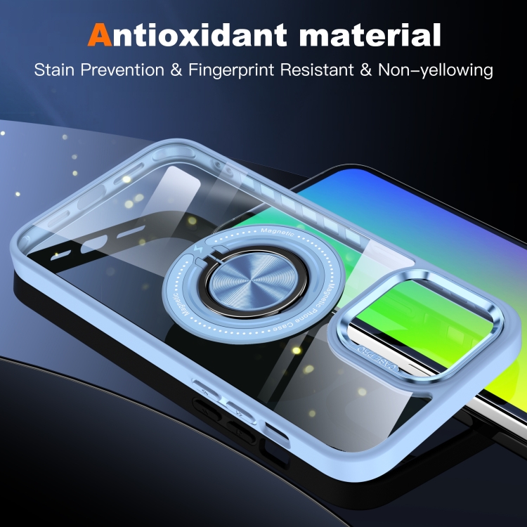 For iPhone 15 Pro Magnetic Rotating Ring Holder Phone Case(Light Blue) For iPhone 15 Pro Magnetic Rotating Ring Holder Phone Case(Light Blue)
