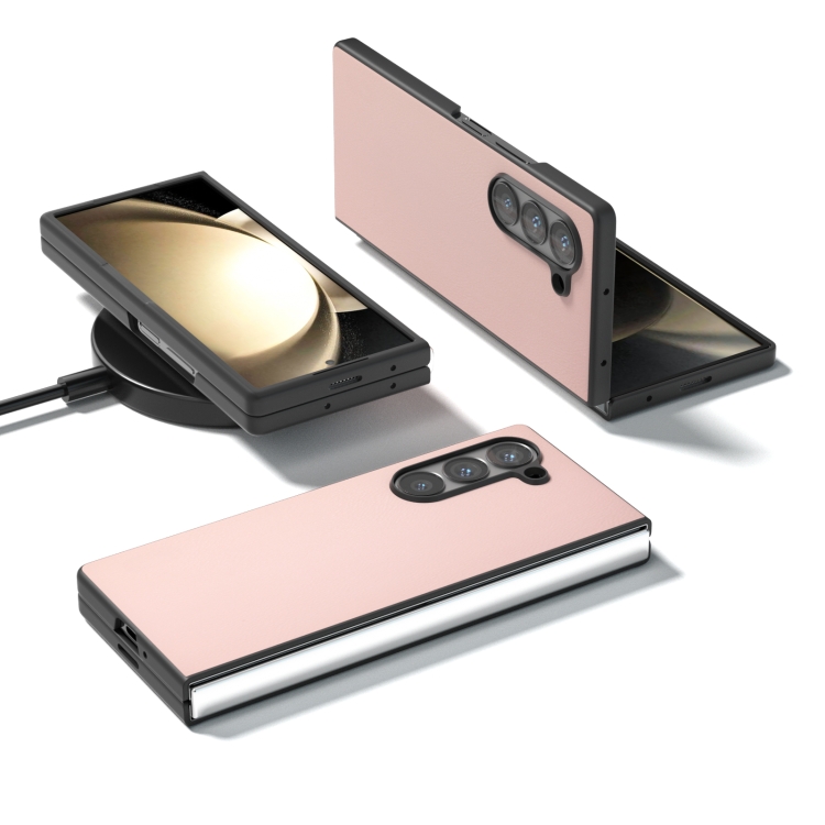For Samsung Galaxy Z Fold6 PU Leather Black Frame Full Coverage Phone Case(Light Pink) For Samsung Galaxy Z Fold6 PU Leather Black Frame Full Coverage Phone Case(Light Pink)