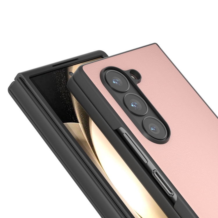 For Samsung Galaxy Z Fold6 PU Leather Black Frame Full Coverage Phone Case(Light Pink) For Samsung Galaxy Z Fold6 PU Leather Black Frame Full Coverage Phone Case(Light Pink)