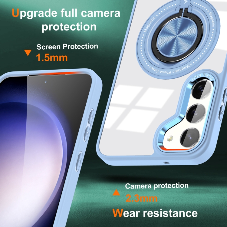 For Samsung Galaxy S23 5G Magnetic Rotating Ring Holder Phone Case(Light Blue) For Samsung Galaxy S23 5G Magnetic Rotating Ring Holder Phone Case(Light Blue)