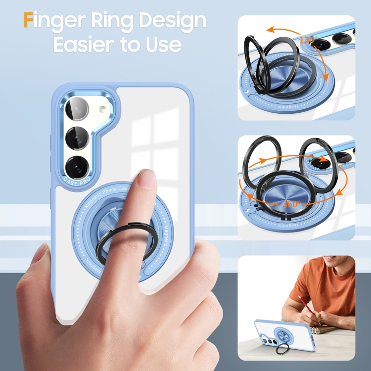 For Samsung Galaxy S23 5G Magnetic Rotating Ring Holder Phone Case(Light Blue) For Samsung Galaxy S23 5G Magnetic Rotating Ring Holder Phone Case(Light Blue)