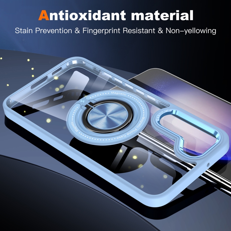 For Samsung Galaxy S23 5G Magnetic Rotating Ring Holder Phone Case(Light Blue) For Samsung Galaxy S23 5G Magnetic Rotating Ring Holder Phone Case(Light Blue)