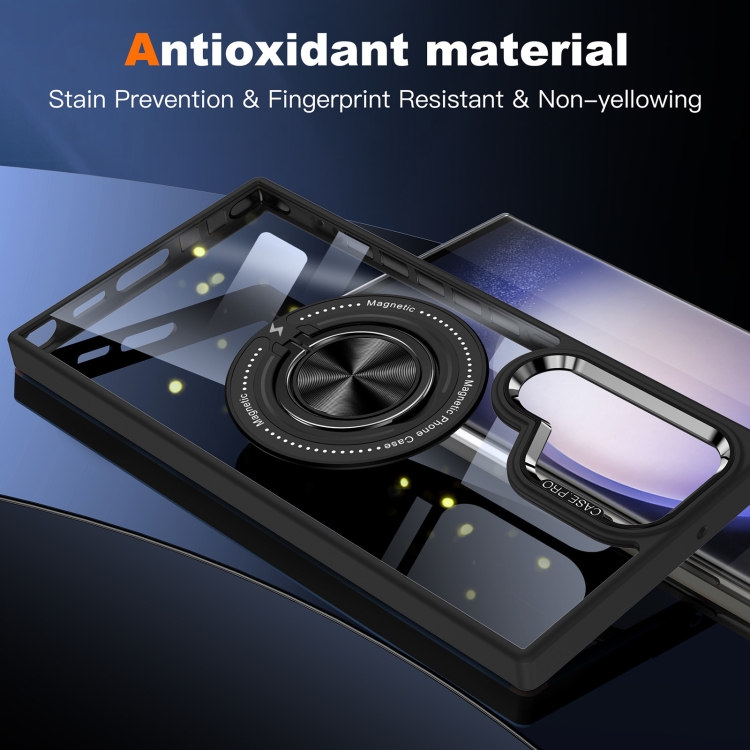 For Samsung Galaxy S23 Ultra 5G Magnetic Rotating Ring Holder Phone Case(Black)