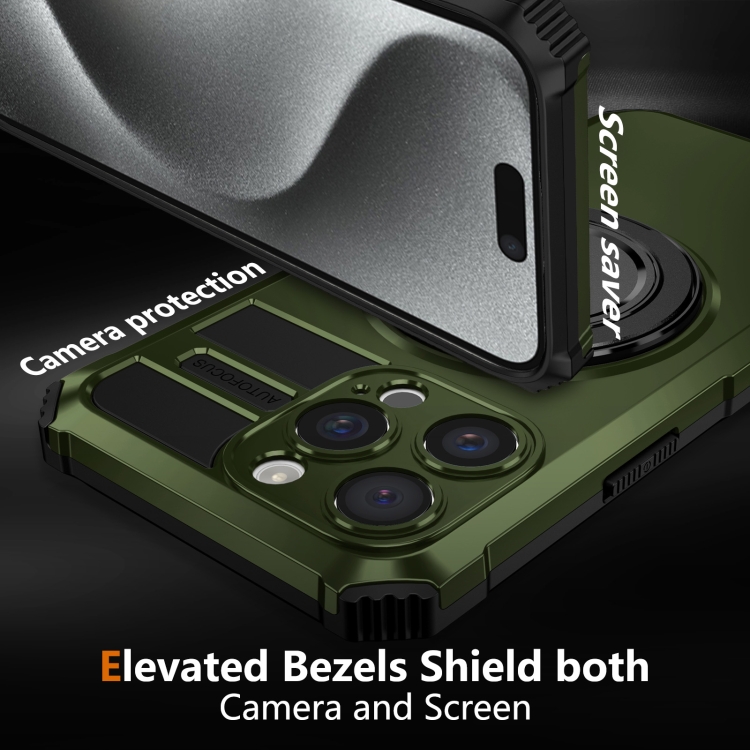 For iPhone 15 Pro Rotating Magnetic Holder Phone Case(Dark Green) For iPhone 15 Pro Rotating Magnetic Holder Phone Case(Dark Green)