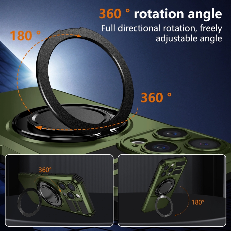 For iPhone 15 Pro Rotating Magnetic Holder Phone Case(Dark Green) For iPhone 15 Pro Rotating Magnetic Holder Phone Case(Dark Green)