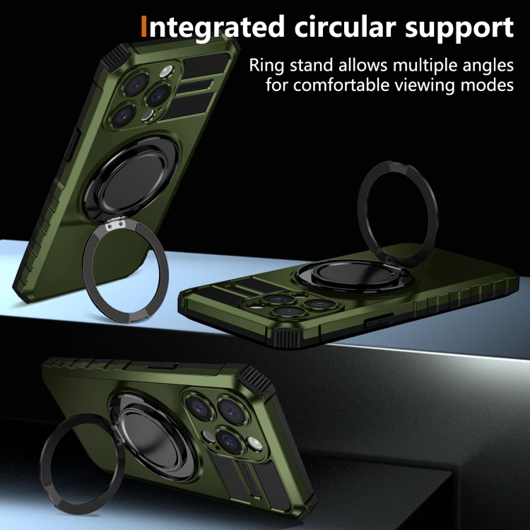 For iPhone 15 Pro Rotating Magnetic Holder Phone Case(Dark Green) For iPhone 15 Pro Rotating Magnetic Holder Phone Case(Dark Green)