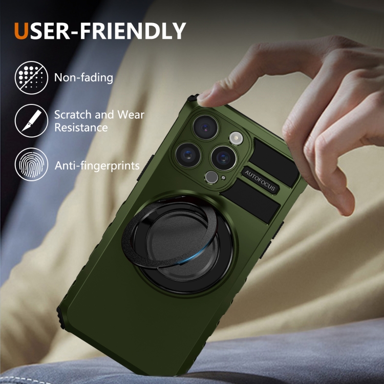 For iPhone 15 Pro Rotating Magnetic Holder Phone Case(Dark Green) For iPhone 15 Pro Rotating Magnetic Holder Phone Case(Dark Green)