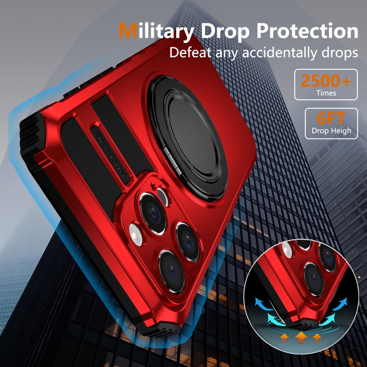 For iPhone 16 Pro Rotating Magnetic Holder Phone Case(Red) For iPhone 16 Pro Rotating Magnetic Holder Phone Case(Red)