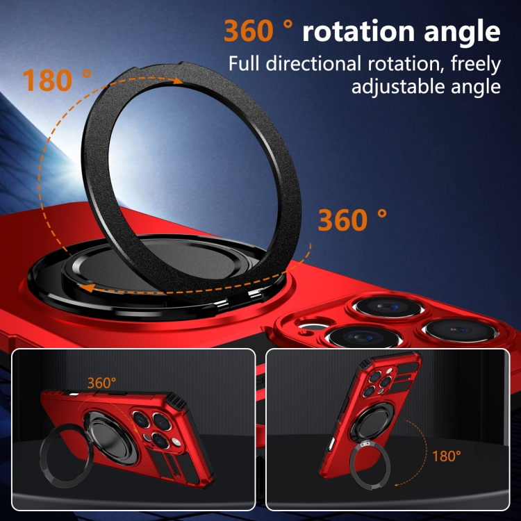 For iPhone 16 Pro Rotating Magnetic Holder Phone Case(Red) For iPhone 16 Pro Rotating Magnetic Holder Phone Case(Red)