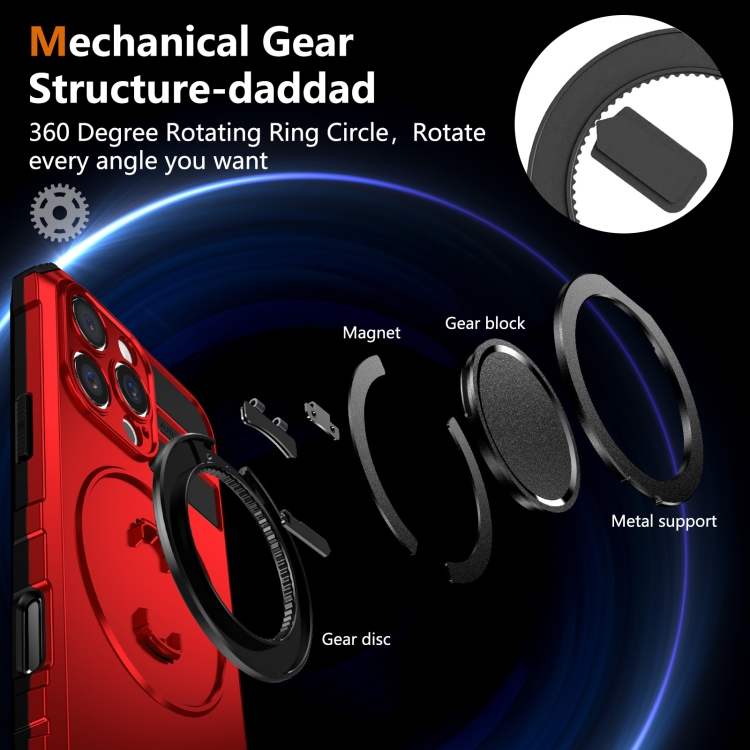 For iPhone 16 Pro Rotating Magnetic Holder Phone Case(Red) For iPhone 16 Pro Rotating Magnetic Holder Phone Case(Red)