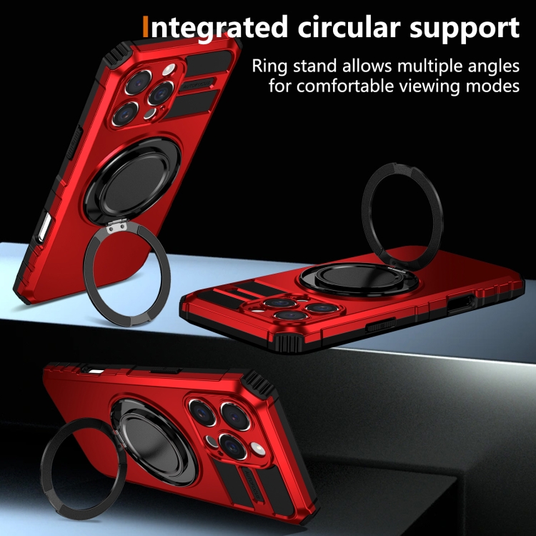 For iPhone 16 Pro Rotating Magnetic Holder Phone Case(Red) For iPhone 16 Pro Rotating Magnetic Holder Phone Case(Red)
