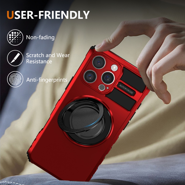 For iPhone 16 Pro Rotating Magnetic Holder Phone Case(Red) For iPhone 16 Pro Rotating Magnetic Holder Phone Case(Red)