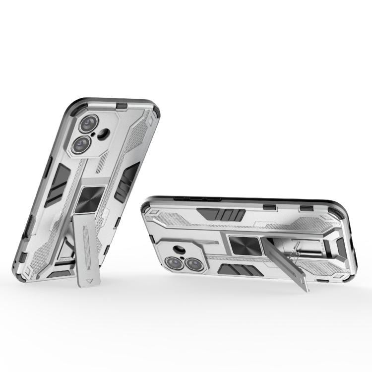 For iPhone 16 Plus Supersonic PC + TPU Holder Phone Case(White) For iPhone 16 Plus Supersonic PC + TPU Holder Phone Case(White)