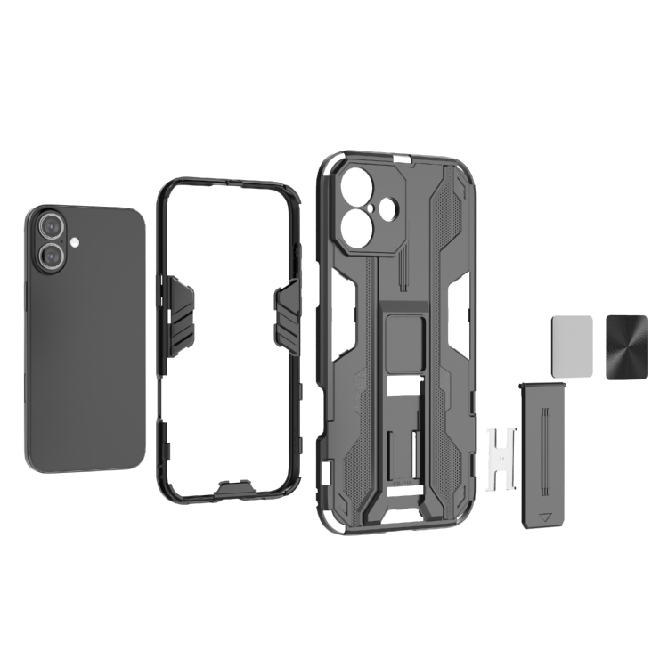 For iPhone 16 Plus Supersonic PC + TPU Holder Phone Case(White) For iPhone 16 Plus Supersonic PC + TPU Holder Phone Case(White)