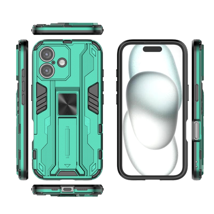 For iPhone 16 Supersonic PC + TPU Holder Phone Case(Green) For iPhone 16 Supersonic PC + TPU Holder Phone Case(Green)