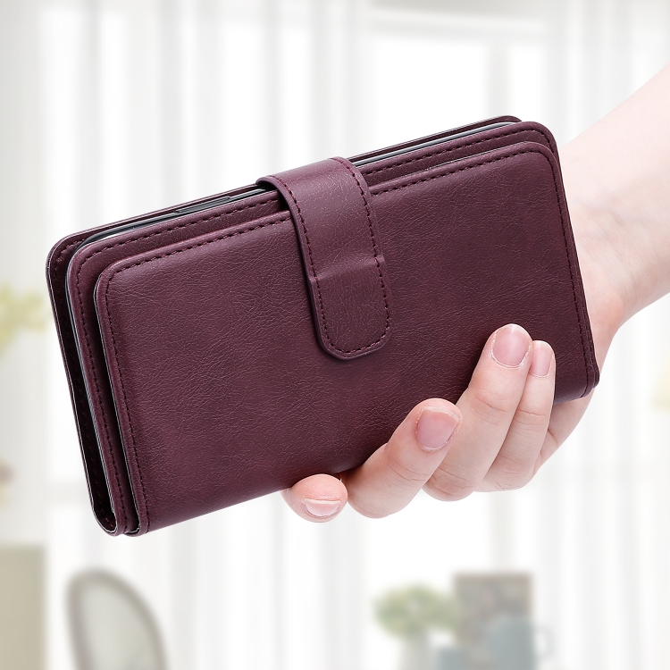 For iPhone 16 Multi-Function Wallet 10 Card Slots Leather Phone Case(Claret) For iPhone 16 Multi-Function Wallet 10 Card Slots Leather Phone Case(Claret)