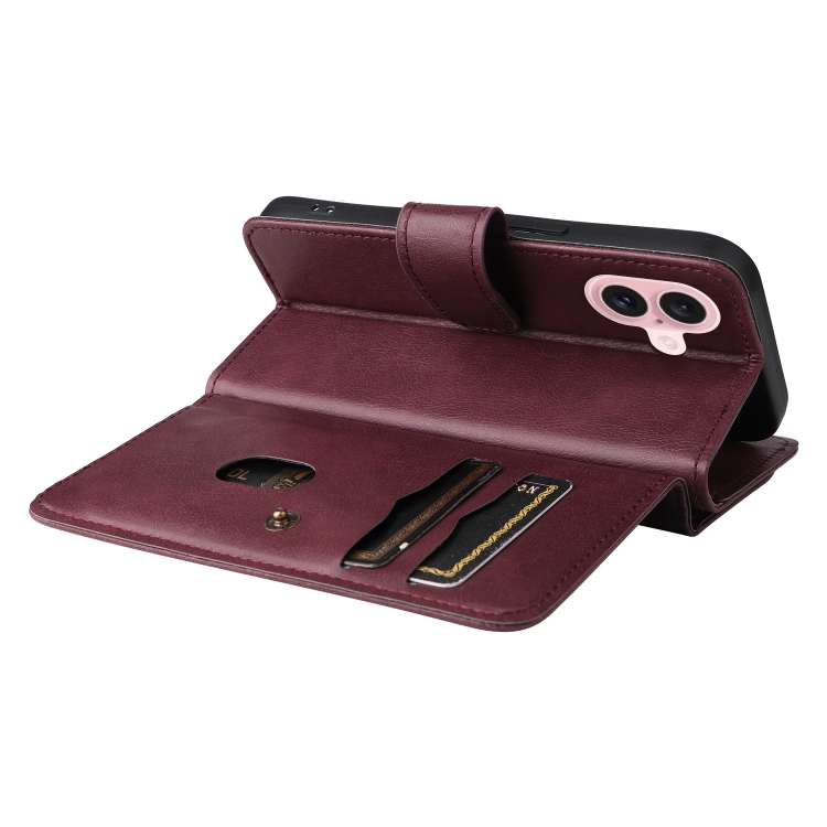 For iPhone 16 Multi-Function Wallet 10 Card Slots Leather Phone Case(Claret) For iPhone 16 Multi-Function Wallet 10 Card Slots Leather Phone Case(Claret)