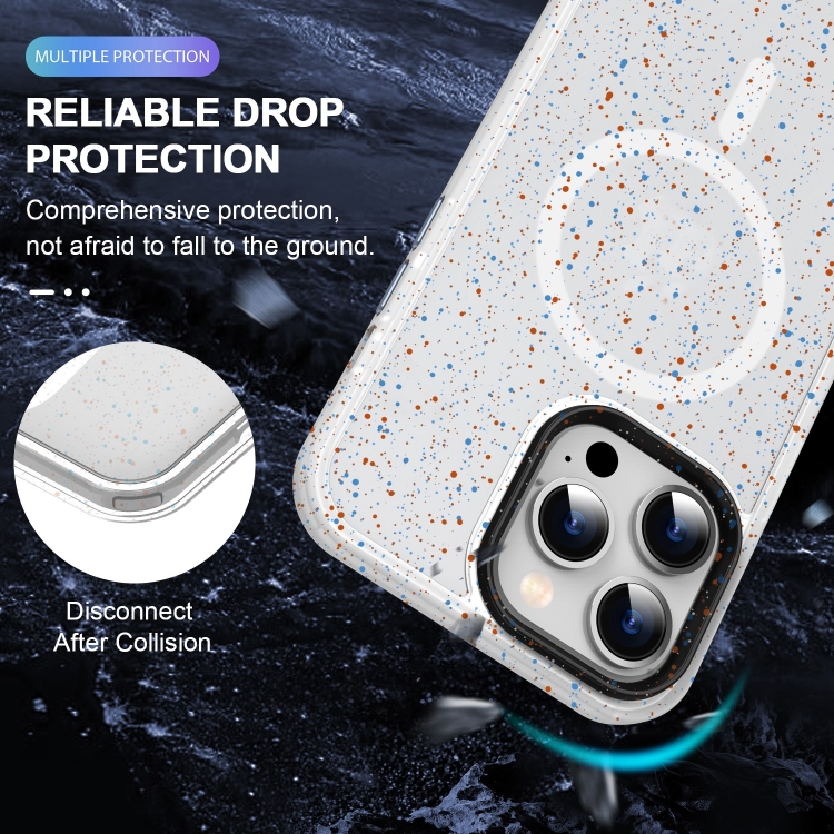 For iPhone 15 Pro Colorful Ink-splash Magsafe PC Hybrid TPU Phone Case(White) For iPhone 15 Pro Colorful Ink-splash Magsafe PC Hybrid TPU Phone Case(White)