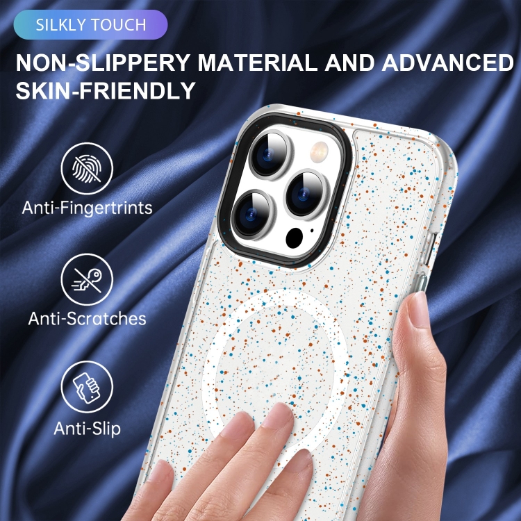 For iPhone 15 Pro Colorful Ink-splash Magsafe PC Hybrid TPU Phone Case(White) For iPhone 15 Pro Colorful Ink-splash Magsafe PC Hybrid TPU Phone Case(White)