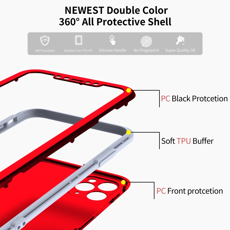 For iPhone 11 Pro Max Two Color Full Protective 3-in-1 Phone Case(Red) For iPhone 11 Pro Max Two Color Full Protective 3-in-1 Phone Case(Red)