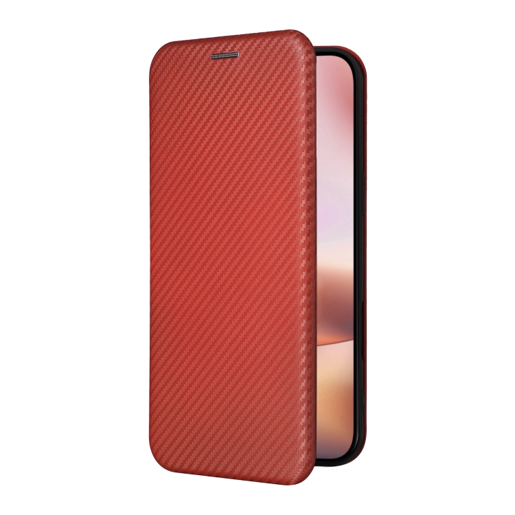 For iPhone 16 Plus Carbon Fiber Texture Flip Leather Phone Case(Brown) For iPhone 16 Plus Carbon Fiber Texture Flip Leather Phone Case(Brown)
