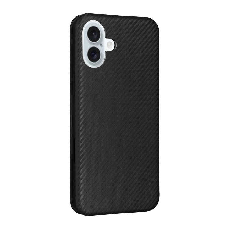 For iPhone 16 Carbon Fiber Texture Flip Leather Phone Case(Black) For iPhone 16 Carbon Fiber Texture Flip Leather Phone Case(Black)