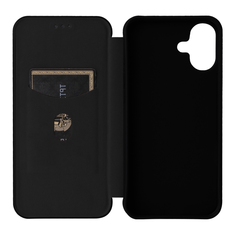 For iPhone 16 Carbon Fiber Texture Flip Leather Phone Case(Black) For iPhone 16 Carbon Fiber Texture Flip Leather Phone Case(Black)