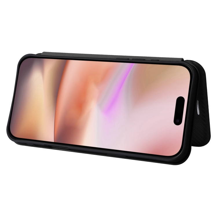 For iPhone 16 Carbon Fiber Texture Flip Leather Phone Case(Black) For iPhone 16 Carbon Fiber Texture Flip Leather Phone Case(Black)