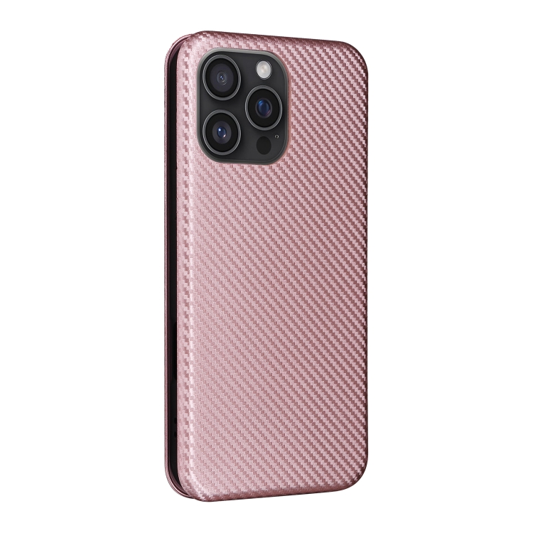 For iPhone 16 Pro Carbon Fiber Texture Flip Leather Phone Case(Pink) For iPhone 16 Pro Carbon Fiber Texture Flip Leather Phone Case(Pink)