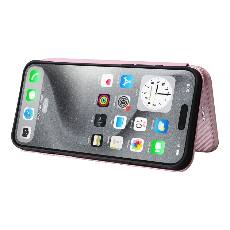 For iPhone 16 Pro Carbon Fiber Texture Flip Leather Phone Case(Pink) For iPhone 16 Pro Carbon Fiber Texture Flip Leather Phone Case(Pink)