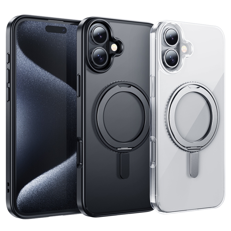 For iPhone 16 hoco AS1 MagSafe Magnetic Rotating Stand Phone Case(Transparent) For iPhone 16 hoco AS1 MagSafe Magnetic Rotating Stand Phone Case(Transparent)