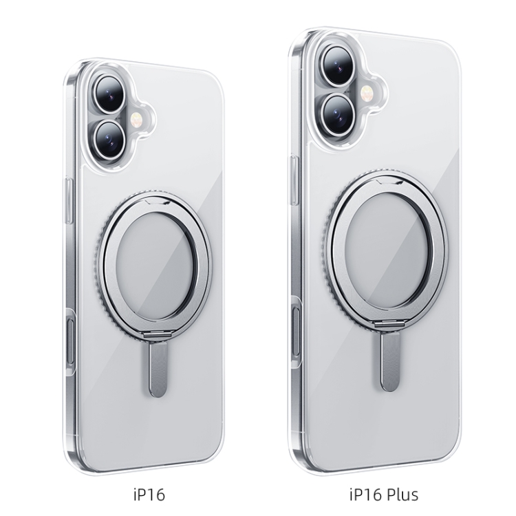 For iPhone 16 hoco AS1 MagSafe Magnetic Rotating Stand Phone Case(Transparent) For iPhone 16 hoco AS1 MagSafe Magnetic Rotating Stand Phone Case(Transparent)
