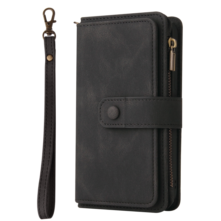 For iPhone 16 Pro Skin Feel Multi Card Slots Zipper Wallet Leather Phone Case(Black) For iPhone 16 Pro Skin Feel Multi Card Slots Zipper Wallet Leather Phone Case(Black)