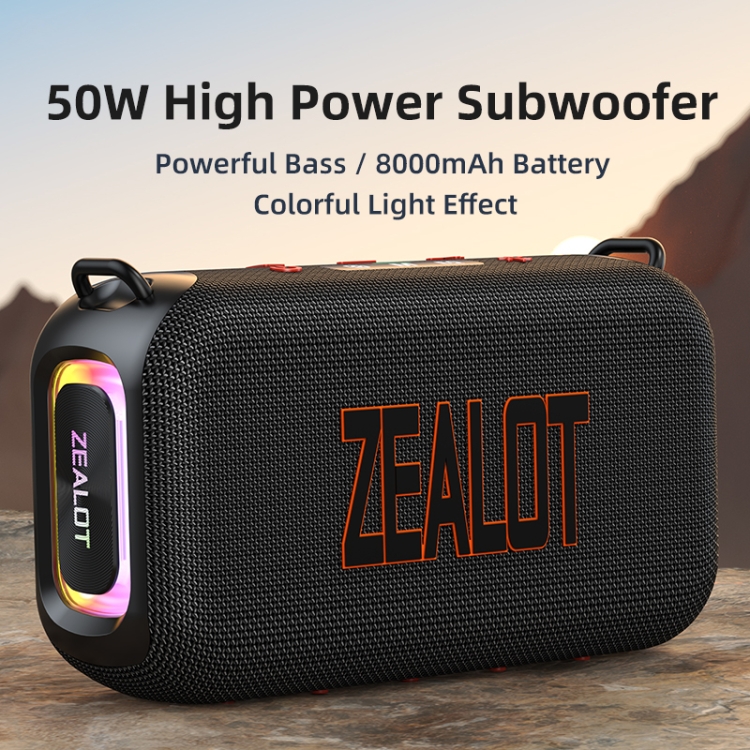 Zealot S85 50W Outdoor Waterproof Portable Bluetooth Speaker(Black) Zealot S85 50W Outdoor Waterproof Portable Bluetooth Speaker(Black)