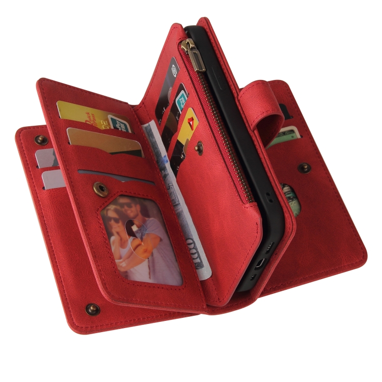For Samsung Galaxy S25 Ultra 5G Skin Feel Multi Card Slots Zipper Wallet Leather Phone Case(Red) For Samsung Galaxy S25 Ultra 5G Skin Feel Multi Card Slots Zipper Wallet Leather Phone Case(Red)