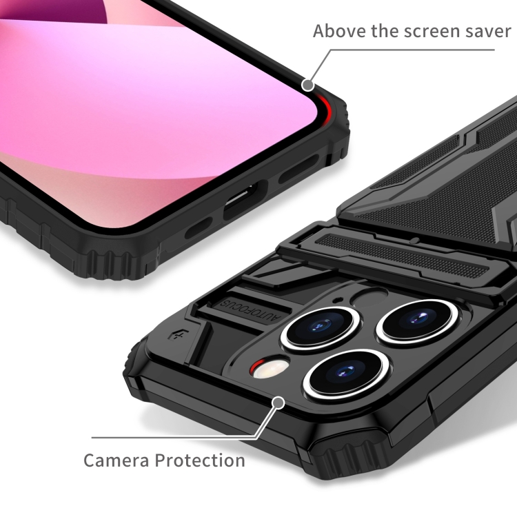 For iPhone 15 Pro Kickstand Armor Card Wallet Phone Case(Black) For iPhone 15 Pro Kickstand Armor Card Wallet Phone Case(Black)