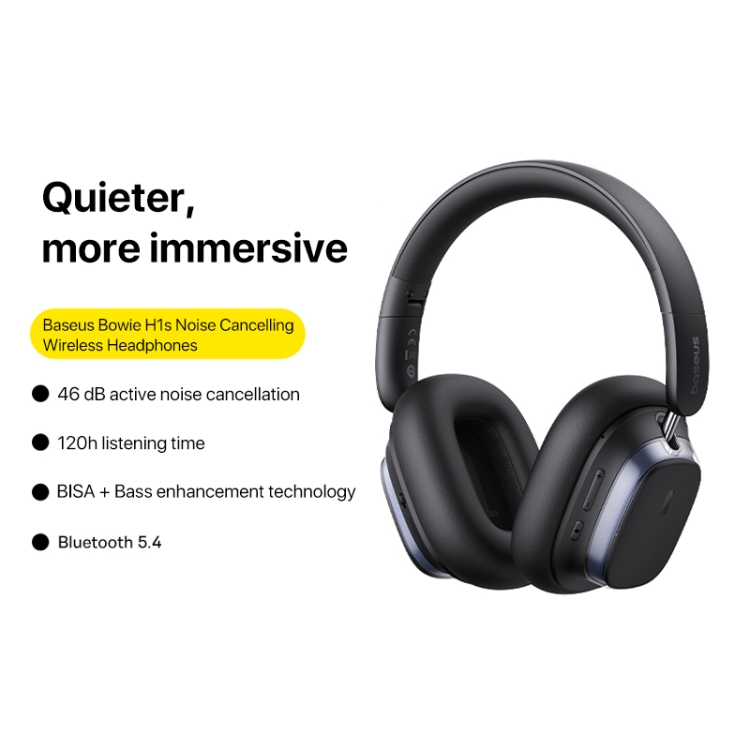 Baseus Bowie Series H1s Head-mounted Noise Reduction Wireless Headphone(Black) Baseus Bowie Series H1s Head-mounted Noise Reduction Wireless Headphone(Black)