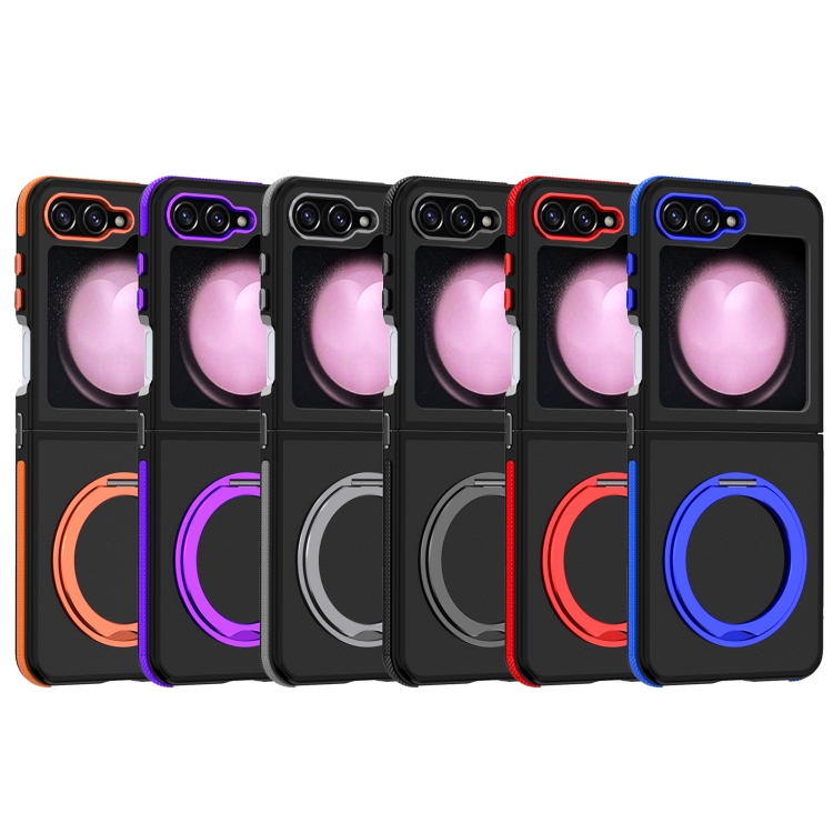 For Samsung Galaxy Z Flip6 Dual-Color Skin Feel 360 Rotating Holder Phone Case(Orange) For Samsung Galaxy Z Flip6 Dual-Color Skin Feel 360 Rotating Holder Phone Case(Orange)