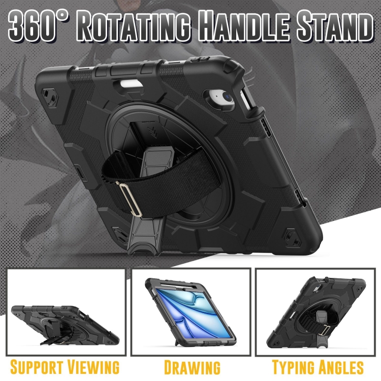 For iPad Air 11 2024 Spider Hand Grip Turntable Stand Tablet Case(Black) For iPad Air 11 2024 Spider Hand Grip Turntable Stand Tablet Case(Black)