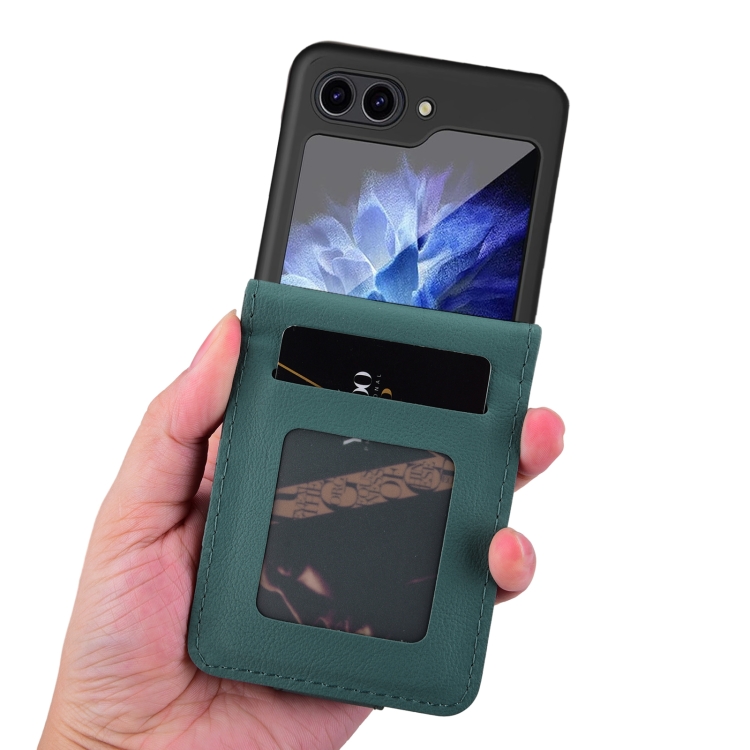 For Samsung Galaxy Z Flip6 Diamond Buckle Leather Phone Case with Lanyard(Green)