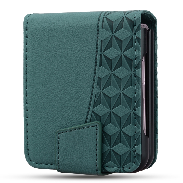 For Samsung Galaxy Z Flip6 Diamond Buckle Leather Phone Case with Lanyard(Green)