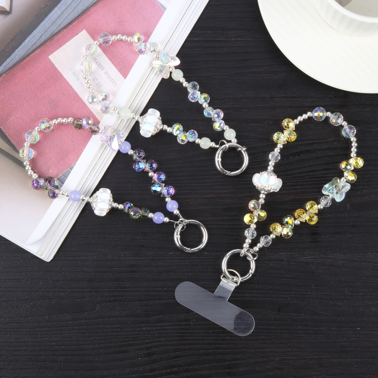 Transparent Lantern Bling Beads Chain Anti-lost Short Lanyard(Yellow) Transparent Lantern Bling Beads Chain Anti-lost Short Lanyard(Yellow)