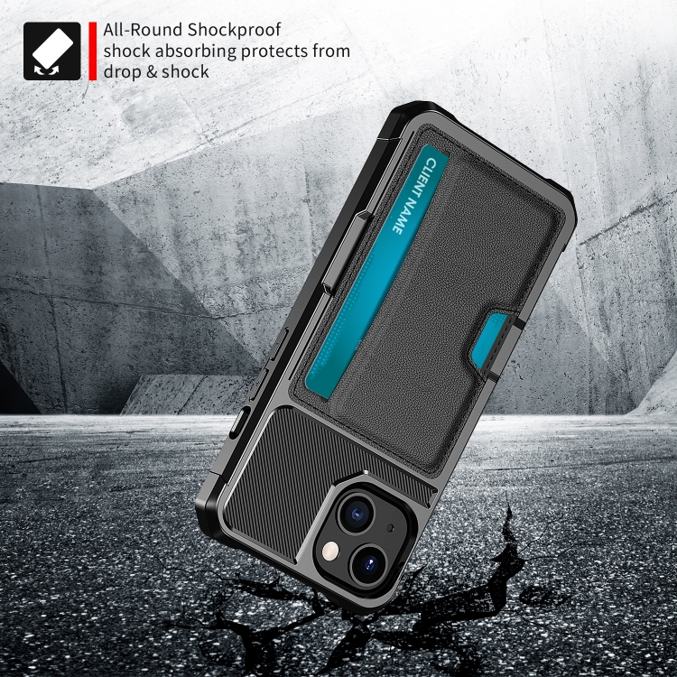 For iPhone 15 ZM02 Card Slot Holder Phone Case(Black) For iPhone 15 ZM02 Card Slot Holder Phone Case(Black)