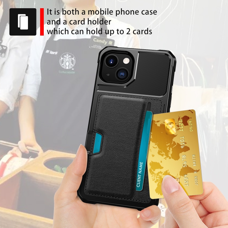For iPhone 15 ZM02 Card Slot Holder Phone Case(Black) For iPhone 15 ZM02 Card Slot Holder Phone Case(Black)