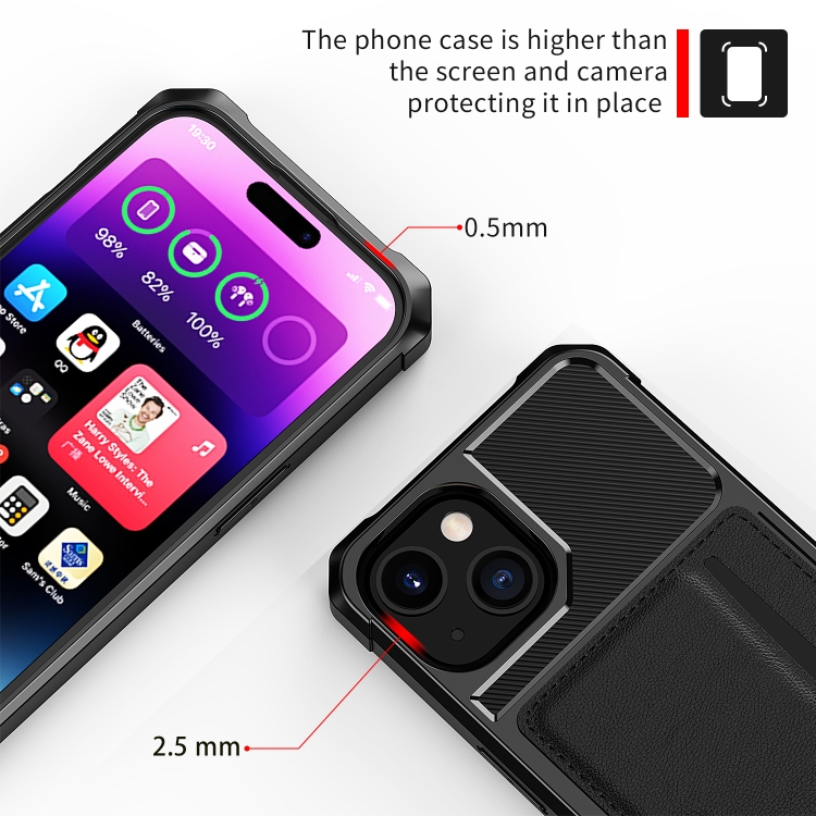 For iPhone 15 ZM02 Card Slot Holder Phone Case(Black) For iPhone 15 ZM02 Card Slot Holder Phone Case(Black)